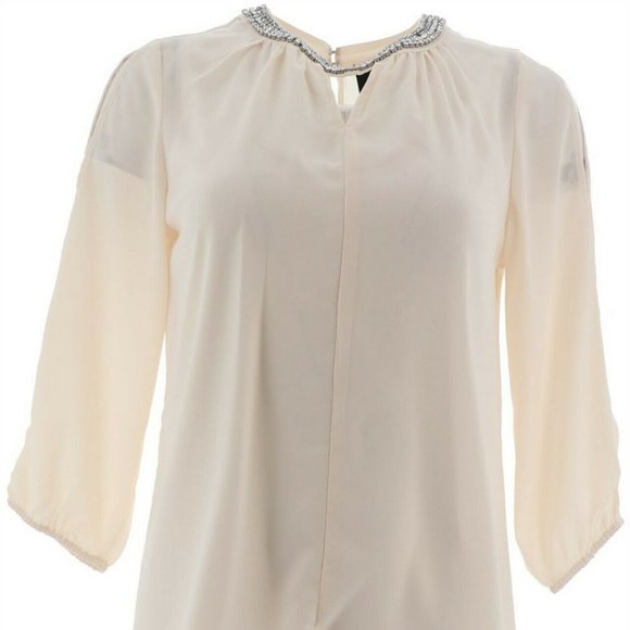 NWT DENNIS BASSO COLD SHOULDER BLOUSE TANK SET IVORY 18W - Picture 2 of 11